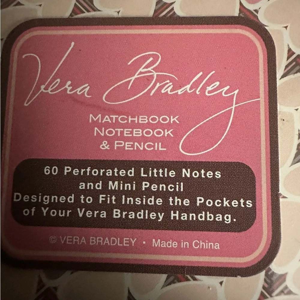 Two NWT Vera Bradley Mini Notebooks with mini pencil GREEN & Pink